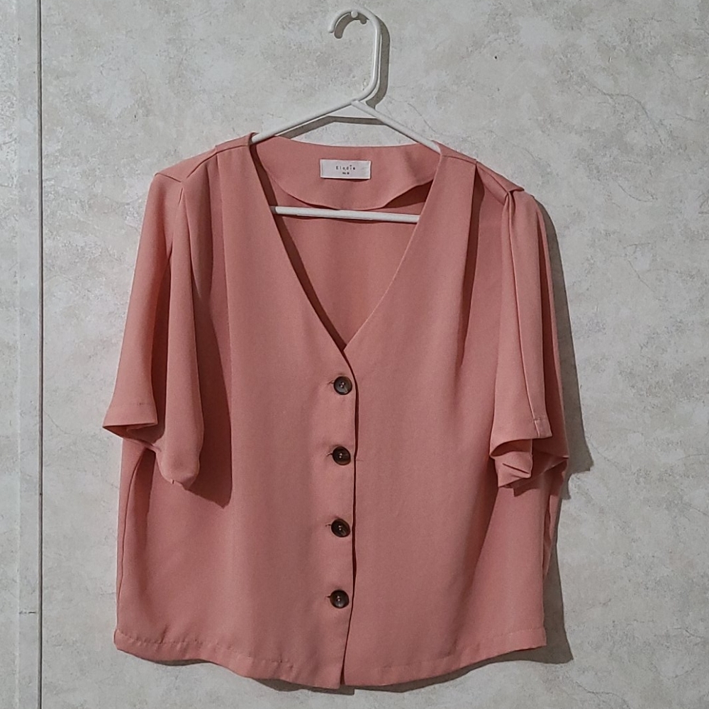 Elodie Coral V Neck Top